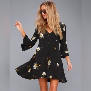 FREE PEOPLE Time on My Side Floral Bell Sleeve Boho Dress